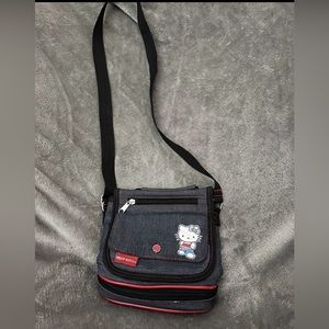2002 Sanrio Hello Kitty Denim And Red Crossbody Bag Purse Y2K Vintage rare